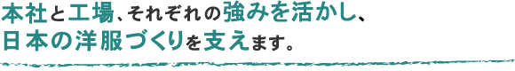 今治と中国、それぞれの拠点の強みを活かし、日本の洋服づくりを支えます。